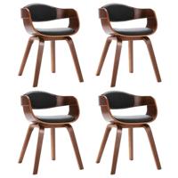 Eetkamerstoelen 4 st gebogen hout en kunstleer - thumbnail