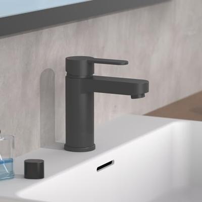 Wastafelkraan Schutte Elephant Mengkraan Eéngreeps Zwart Inclusief Click Waste