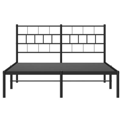Bedframe met hoofdbord metaal zwart 140x200 cm - thumbnail