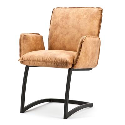 Sohome Eetkamerstoel 'Harald' Eco-leder met metaal, kleur cognac Sohome Eetkamerstoel 'Harald' Eco-leder met metaal, kleur cognac
