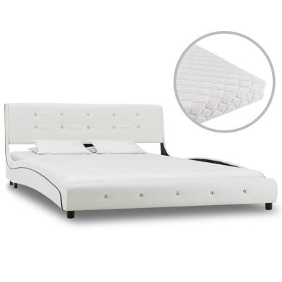 vidaXL Bed met matras kunstleer wit 140x200 cm