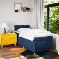 Boxspring met matras stof blauw 140x200 cm - thumbnail