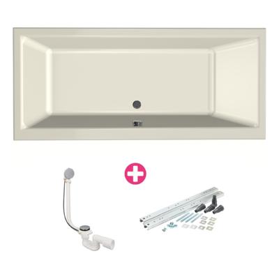 Xenz Kristal Ligbad - 170x75x48 - afvoer Midden - acryl - pergamon 6985-02