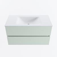 MONDIAZ VICA 90cm badmeubel onderkast Greey 2 lades. Wastafel CLOUD midden zonder kraangat, kleur Talc. - thumbnail