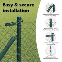 VidaXL Afrasteringspaal groen 10 x 1 m (40 x 40 mm gaas) staal en pvc - thumbnail