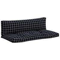VidaXL Palletkussens 2 st ruitpatroon oxford stof zwart - thumbnail