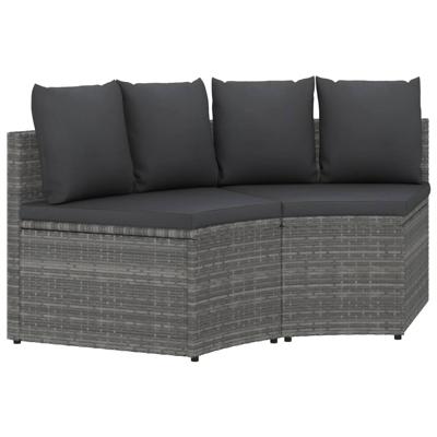 2-delige Loungeset met kussens poly rattan grijs