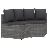 2-delige Loungeset met kussens poly rattan grijs - thumbnail
