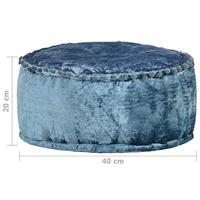 Poef rond 40x20 cm fluweel blauw - thumbnail