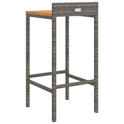 Barkrukken 4 st poly rattan en massief acaciahout grijs - thumbnail