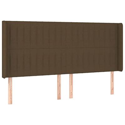 Hoofdbord met randen 183x16x118/128 cm stof donkerbruin