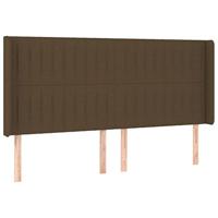 Hoofdbord met randen 183x16x118/128 cm stof donkerbruin - thumbnail