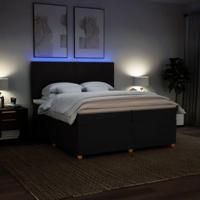 Boxspring met matras stof zwart 200x200 cm - thumbnail