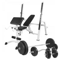 Halterbank / Squat Rack Met 100 kg Halterset Kunststof - thumbnail