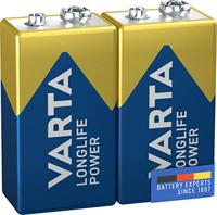 Varta LONGLIFE Power 9V Bli 2 9V batterij (blok) Alkaline 580 mAh 9 V 2 stuk(s) - thumbnail