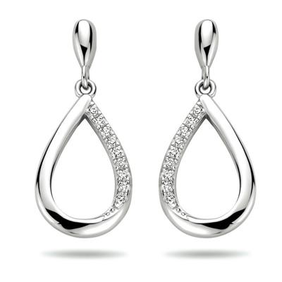 Oorhangers Druppel zilver-zirconia wit 9 x 20 mm Oorhangers Druppel zilver-zirconia wit 9 x 20 mm