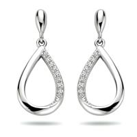 Oorhangers Druppel zilver-zirconia wit 9 x 20 mm - thumbnail