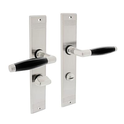 Intersteel Deurkruk Ton Basic op schild met toilet-/badkamersluiting 63/8 mm - mat nikkel/ebbenhout