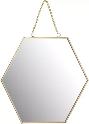 Spiegel glas honingraat 20x18x1cm goud