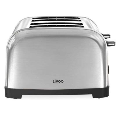 Broodrooster voor 4 sneetjes - LIVOO - DOD197 - 1700 W - 2 onafhankelijke en instelbare thermostaten: 7 standen - Roestvrij staal