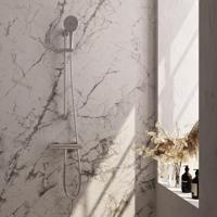 Brauer Stripe opbouw douche thermostaatkraan SET 02 met glijstang en 3-standen handdouche en doucheslang chroom - thumbnail