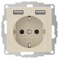 Stopcontact met USB poorten 2400mA antraciet voor een 40mm diepe doos - thumbnail