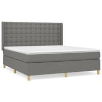 Boxspring met matras stof donkergrijs 180x200 cm - thumbnail