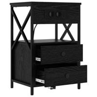 Nachtkastje 2 pcs Zwart eiken 40 x 31 x 60 cm Bewerkt hout - thumbnail