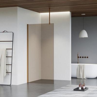 Fortifura Galeria inloopdouche - 70x200cm - rookglas - plafondarm - Geborsteld koper PVD (Koper) SW797941/SW876702/SW876705