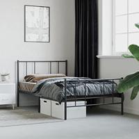 Bedframe met hoofd- en voeteneinde metaal zwart 90x190 cm - thumbnail
