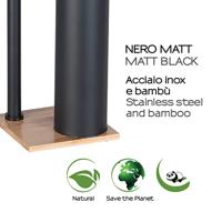 Vrijstaand Closetrol- en Borstelhouder Sapho Trilly Mat Zwart met Bamboe - thumbnail
