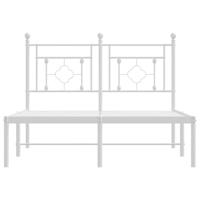 Bedframe met hoofdbord metaal wit 120x200 cm - thumbnail
