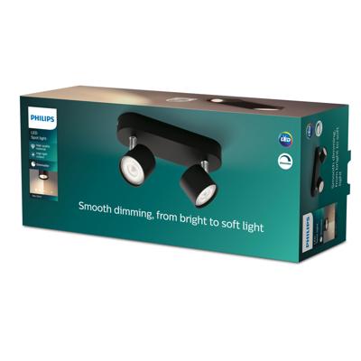 Philips Zwarte led plafondspotStar 2-lichts - 929003205201