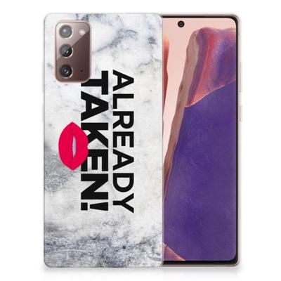 Samsung Note 20 | Siliconen hoesje | met naam Already Taken White Samsung Note 20 | Siliconen hoesje | met naam Already Taken White