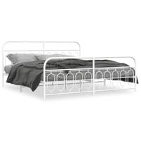 Bedframe met hoofd- en voeteneinde metaal wit 200x200 cm - thumbnail