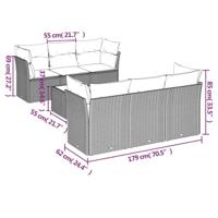 7-delige Loungeset met kussens poly rattan grijs - thumbnail