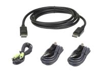 ATEN KVM Aansluitkabel [1x DisplayPort stekker, USB-A 2.0 stekker, Jackplug male 3,5 mm - 1x USB 2.0 bus B, Jackplug male 3,5 mm, DisplayPort stekker] 3.00 m - thumbnail
