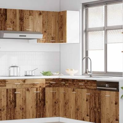 Hanghoekkast 57x57x60 cm bewerkt hout oud houtkleurig