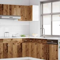 Hanghoekkast 57x57x60 cm bewerkt hout oud houtkleurig - thumbnail