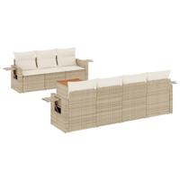 8-delige Loungeset met kussens poly rattan beige - thumbnail