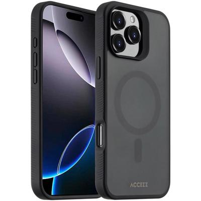 Accezz Rugged Frosted met MagSafe voor Apple iPhone 16 Pro Max Telefoonhoesje Zwart