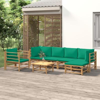 7-delige Loungeset met kussens bamboe groen