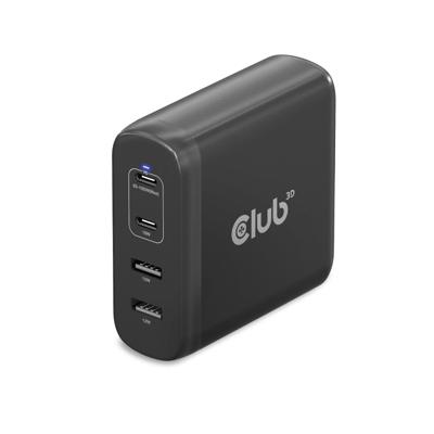 club3D CAC-1912 Laptop netvoeding 100 W 2x USB-A, 2x USB-C USB PD Zwart Binnen GaN, USB Power Delivery (USB-PD)