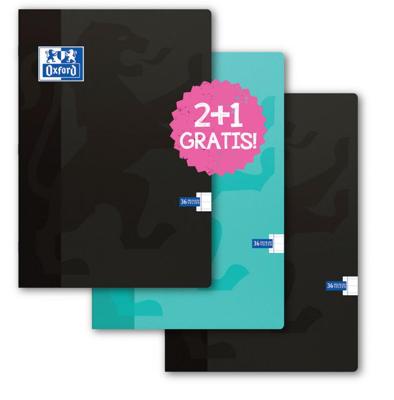 Oxford School schrift, ft A4, 72 bladzijden, kantlijn, gelijnd, pak van 3 stuks, geassorteerde kleuren