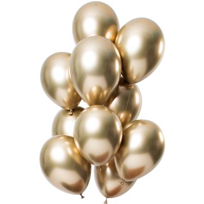 Chrome ballonnen 33cm Spiegeleffect Goud Premium - 12 Stuks