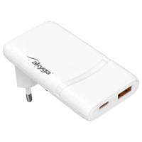 Akyga USB-oplader 65 W USB-C, USB-A Wit - thumbnail