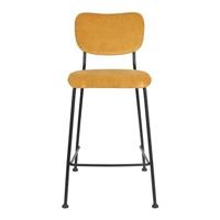 Zuiver Barstoel 'Benson' Ribstof, kleur Okergeel (zithoogte 65cm) - thumbnail