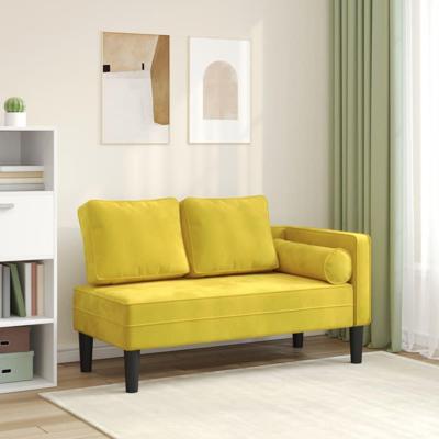 Chaise longue met kussens fluweel geel Chaise longue met kussens fluweel geel