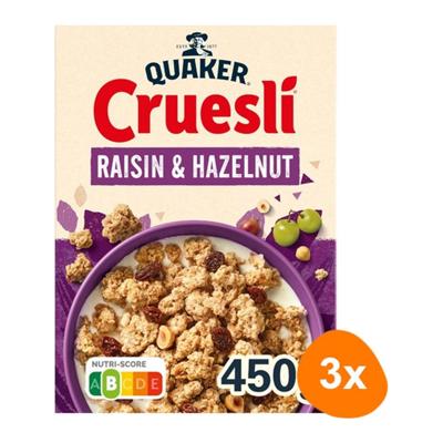 Quaker - Cruesli Rozijn & Hazelnoot - 3x 450g
