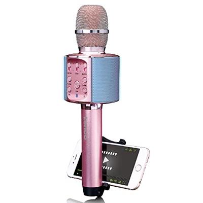 Lenco BMC-090PK Bluetooth Karaoke Microfoon met Speaker en Verlichting Roze